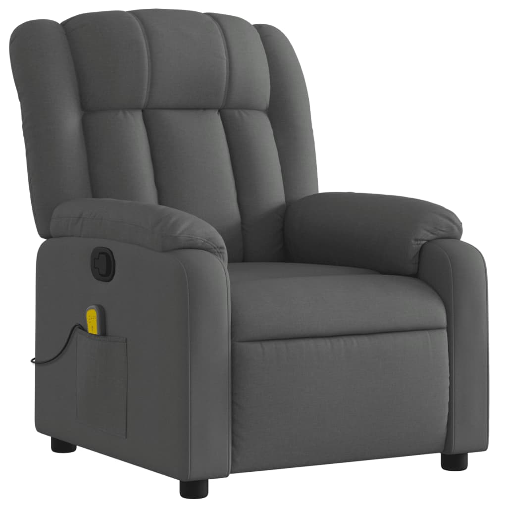 vidaXL Massage Recliner Chair Dark Gray Fabric-1