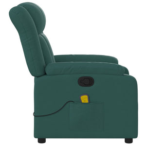 vidaXL Massage Recliner Chair Dark Green Fabric-6