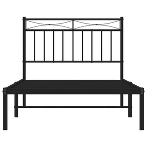 vidaXL Metal Bed Frame with Headboard Black 39.4"x74.8" Twin-3