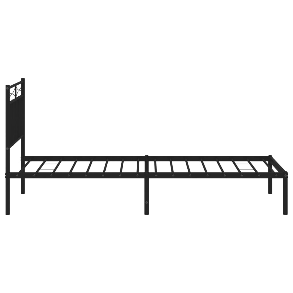 vidaXL Metal Bed Frame with Headboard Black 39.4"x74.8" Twin-4