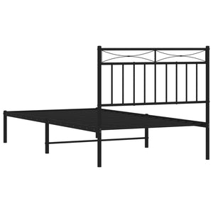 vidaXL Metal Bed Frame with Headboard Black 39.4"x74.8" Twin-5