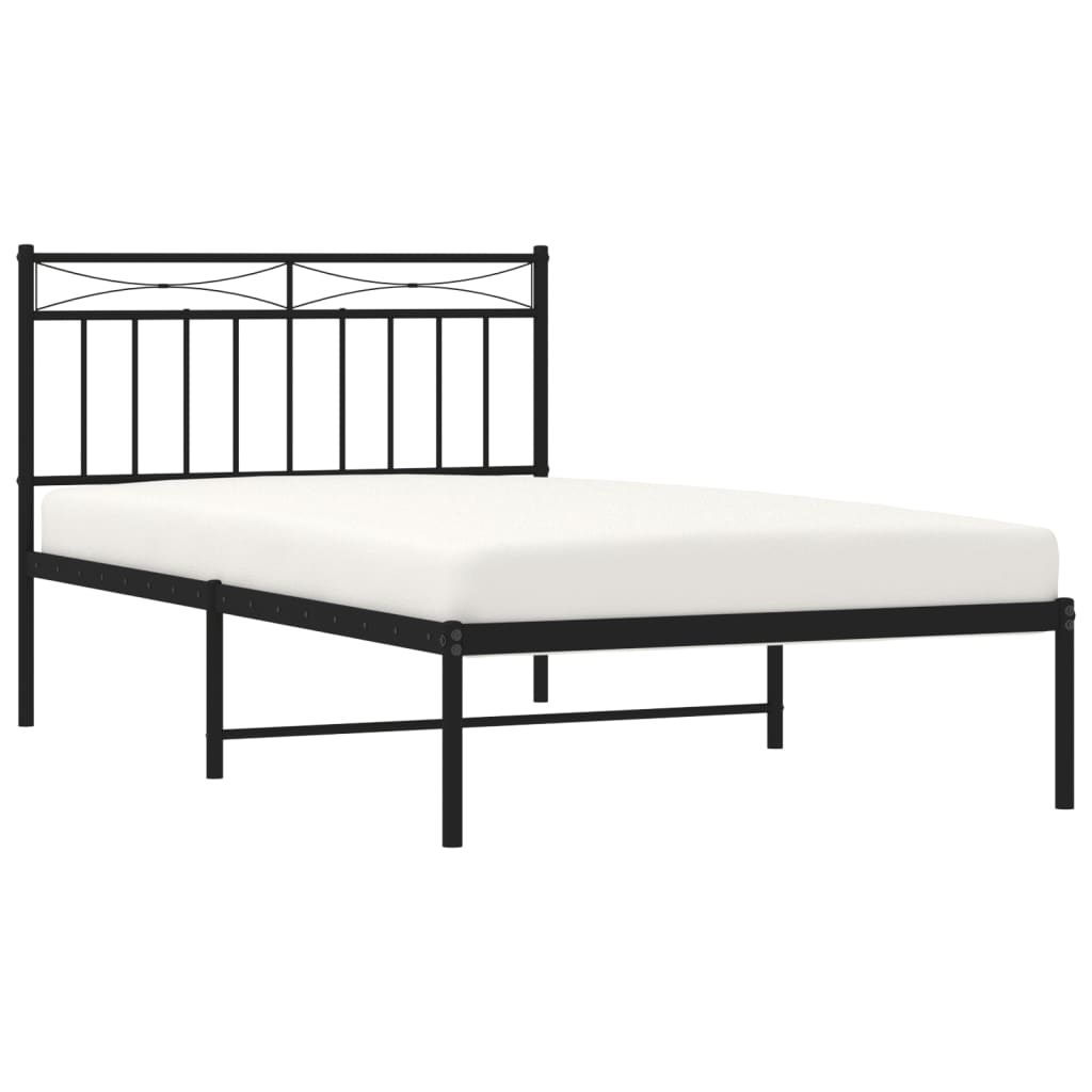 vidaXL Metal Bed Frame with Headboard Black 39.4"x78.7"-1