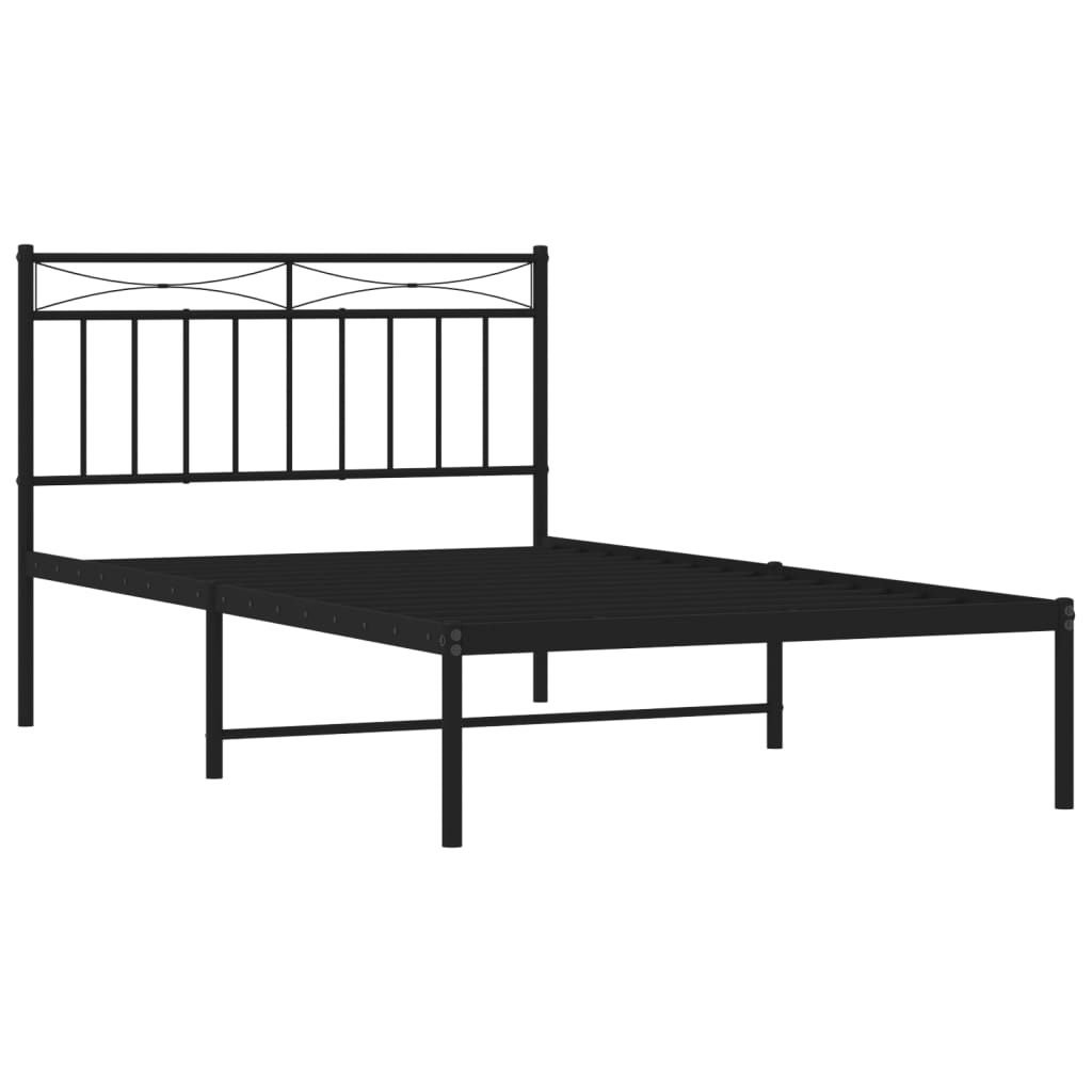 vidaXL Metal Bed Frame with Headboard Black 39.4"x78.7"-2