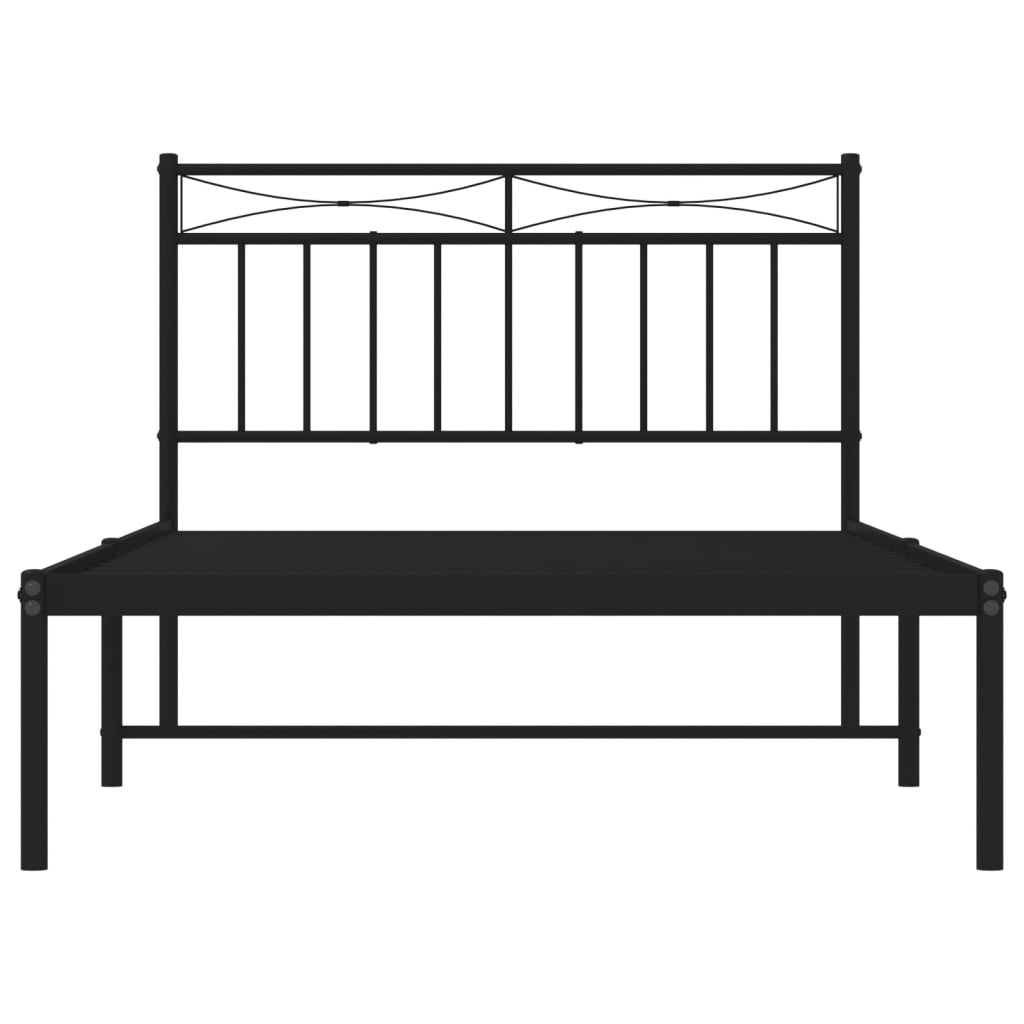 vidaXL Metal Bed Frame with Headboard Black 39.4"x78.7"-3