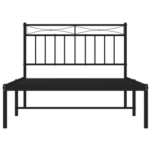 vidaXL Metal Bed Frame with Headboard Black 39.4"x78.7"-3