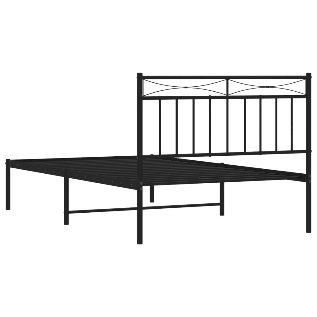 vidaXL Metal Bed Frame with Headboard Black 39.4"x78.7"-5