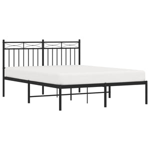 vidaXL Metal Bed Frame with Headboard Black 53.1"x74.8"-1