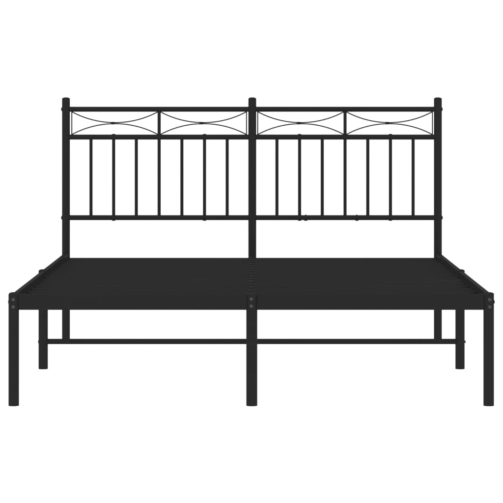 vidaXL Metal Bed Frame with Headboard Black 53.1"x74.8"-3