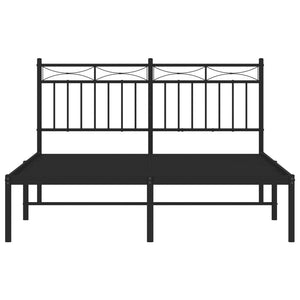 vidaXL Metal Bed Frame with Headboard Black 53.1"x74.8"-3