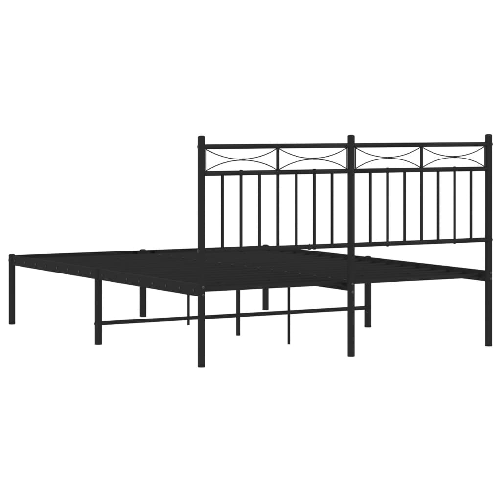 vidaXL Metal Bed Frame with Headboard Black 53.1"x74.8"-5