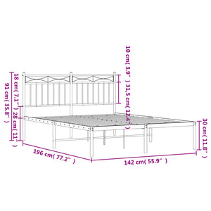 vidaXL Metal Bed Frame with Headboard Black 53.1"x74.8"-7