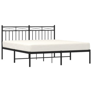 vidaXL Metal Bed Frame with Headboard Black 59.1"x78.7"-1