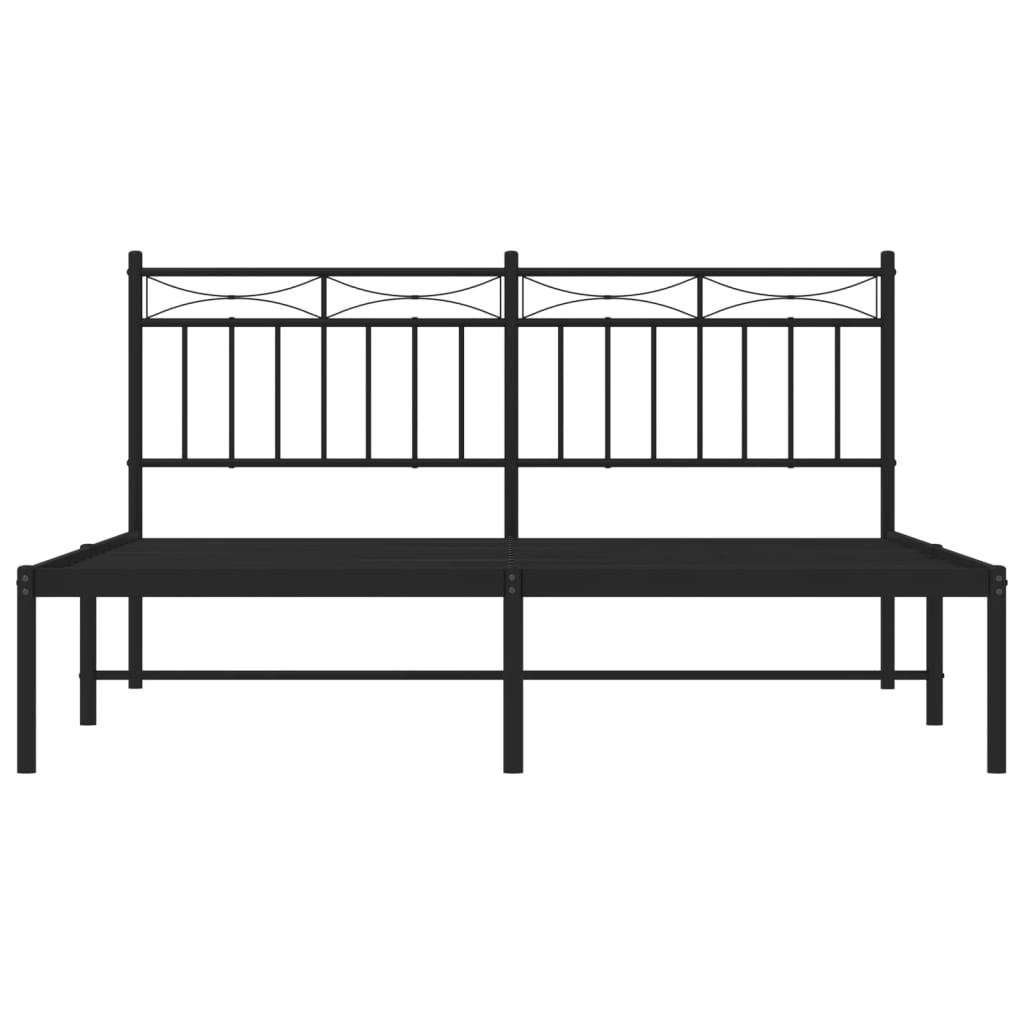 vidaXL Metal Bed Frame with Headboard Black 59.1"x78.7"-3