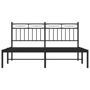 vidaXL Metal Bed Frame with Headboard Black 59.1"x78.7"-3