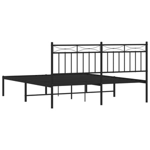 vidaXL Metal Bed Frame with Headboard Black 59.1"x78.7"-5