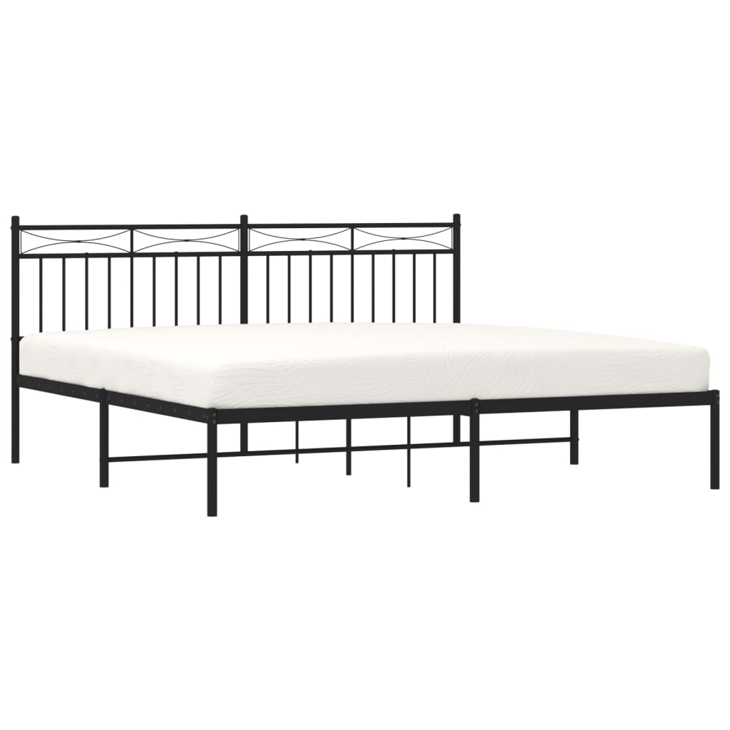 vidaXL Metal Bed Frame with Headboard Black 72"x83.9" California King-1