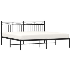 vidaXL Metal Bed Frame with Headboard Black 72"x83.9" California King-1