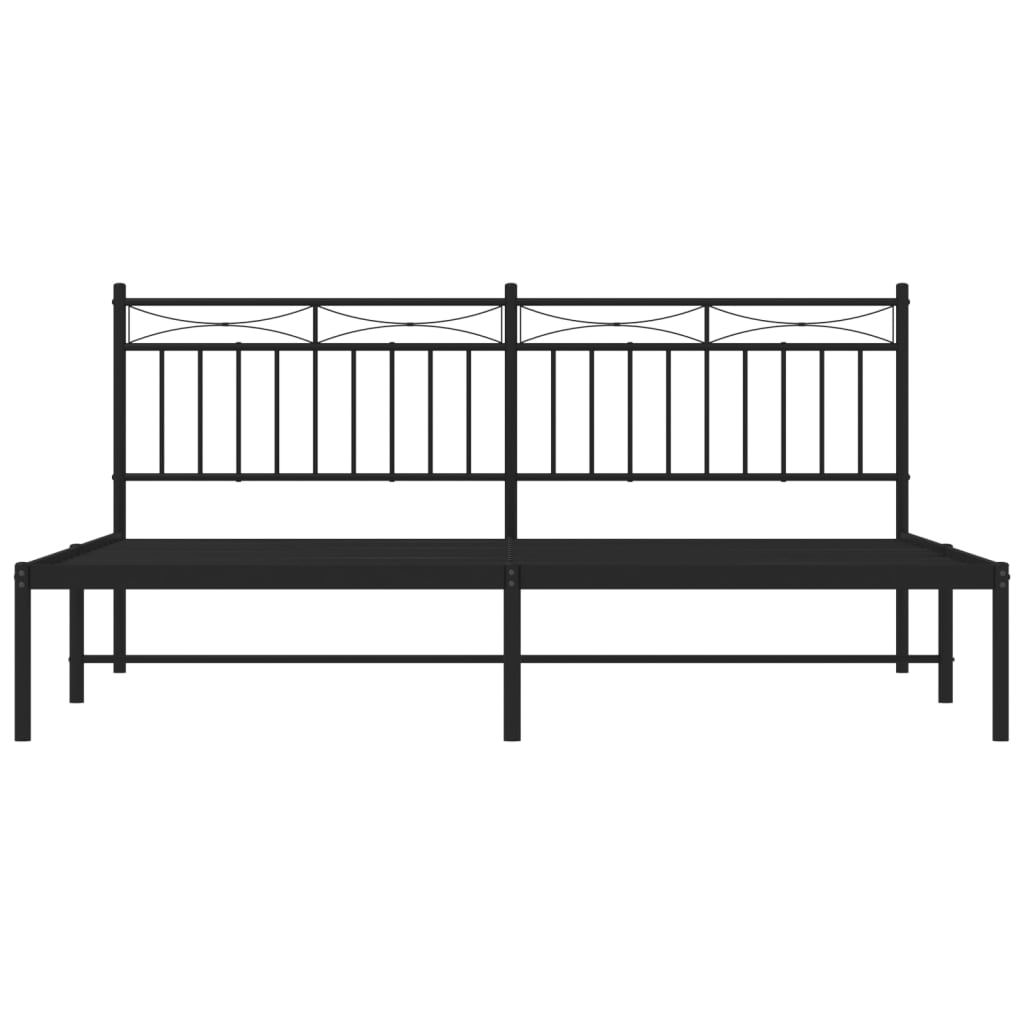 vidaXL Metal Bed Frame with Headboard Black 72"x83.9" California King-3