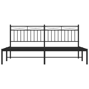 vidaXL Metal Bed Frame with Headboard Black 72"x83.9" California King-3