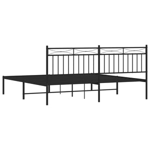 vidaXL Metal Bed Frame with Headboard Black 72"x83.9" California King-5