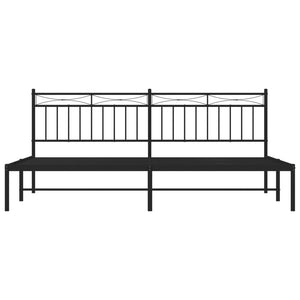 vidaXL Metal Bed Frame with Headboard Black 76"x79.9" King-3