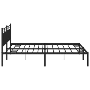 vidaXL Metal Bed Frame with Headboard Black 76"x79.9" King-4