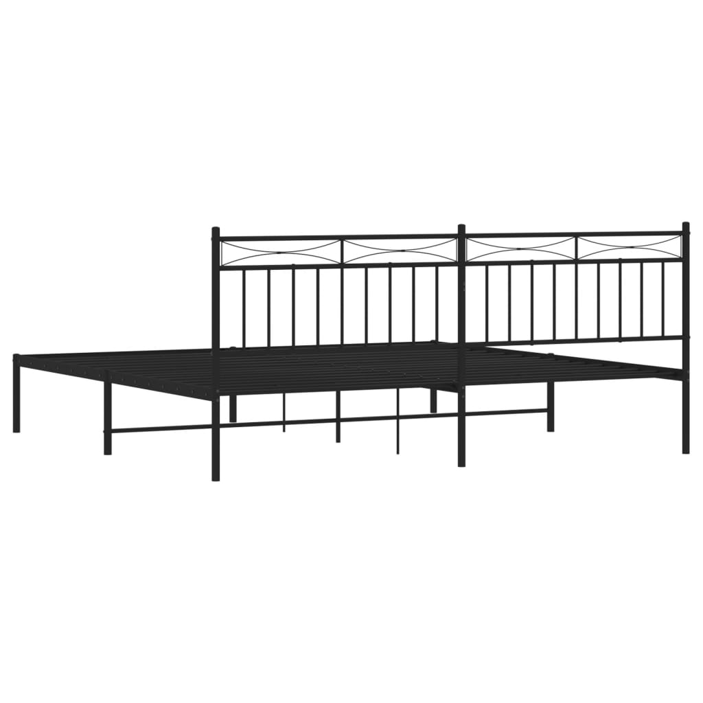 vidaXL Metal Bed Frame with Headboard Black 76"x79.9" King-5