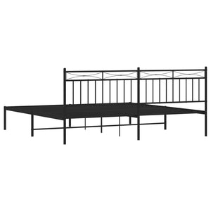 vidaXL Metal Bed Frame with Headboard Black 76"x79.9" King-5