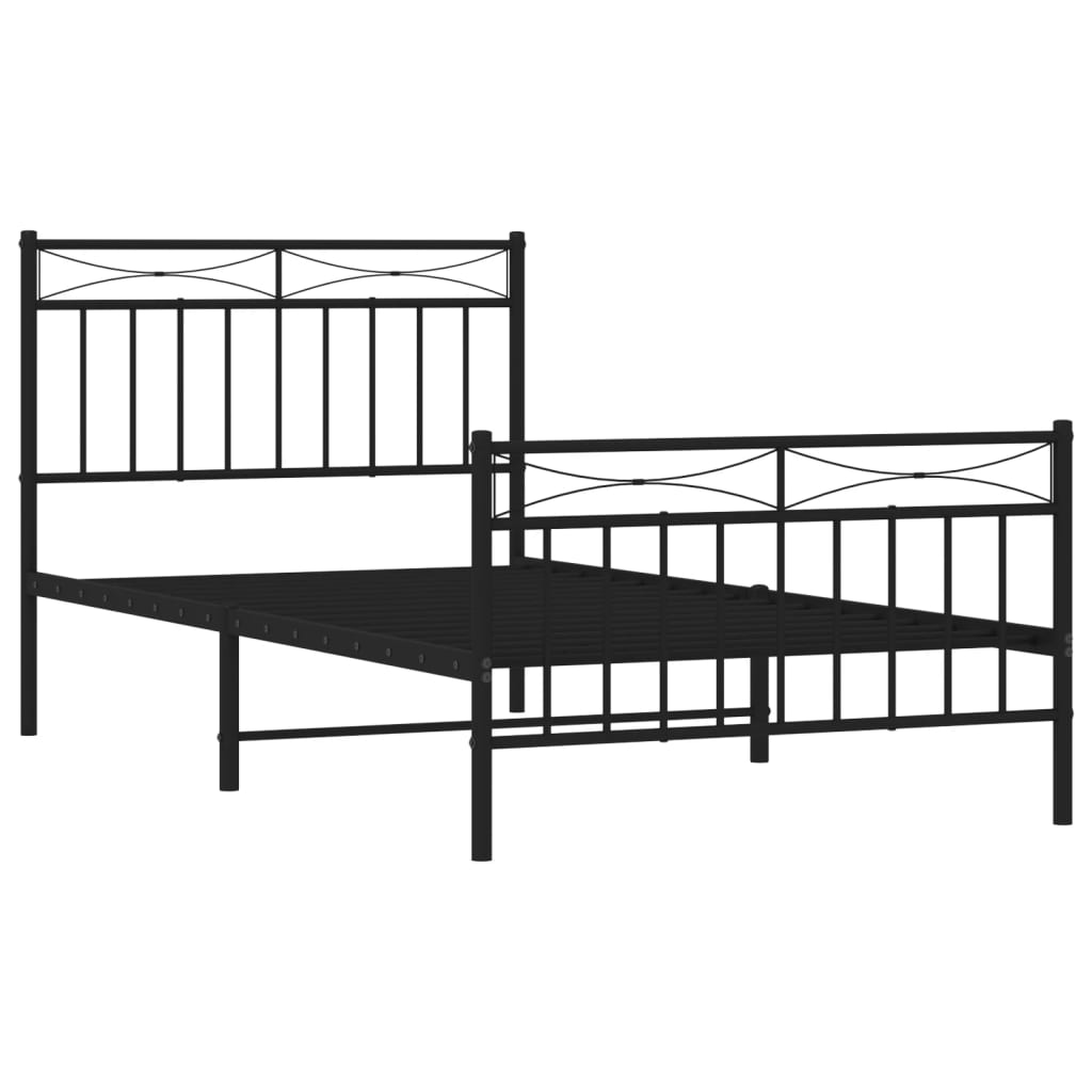 vidaXL Metal Bed Frame with Headboard and Footboard Black 39.4"x74.8" Twin-2