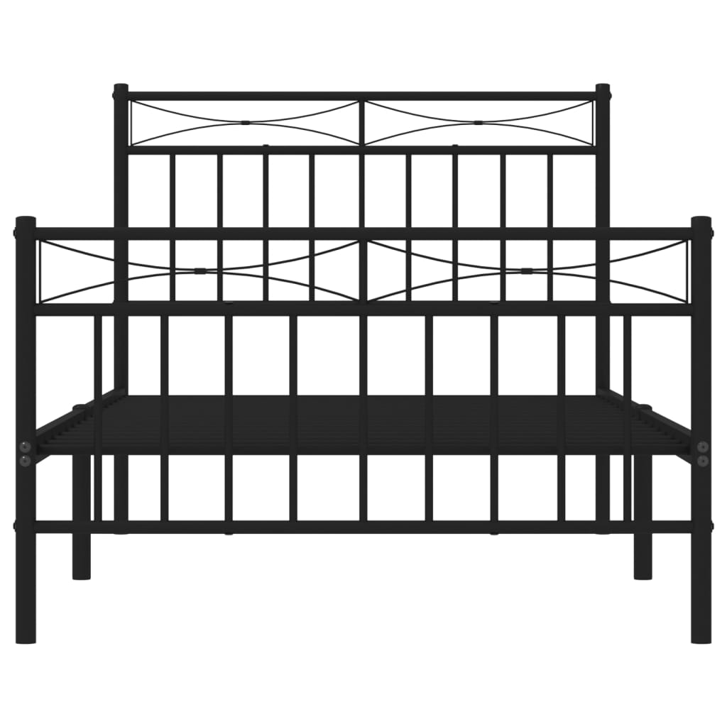 vidaXL Metal Bed Frame with Headboard and Footboard Black 39.4"x74.8" Twin-3