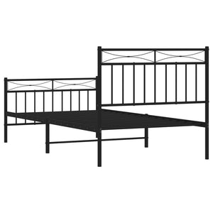 vidaXL Metal Bed Frame with Headboard and Footboard Black 39.4"x74.8" Twin-5