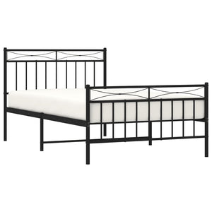 vidaXL Metal Bed Frame with Headboard and Footboard Black 39.4"x78.7"-1