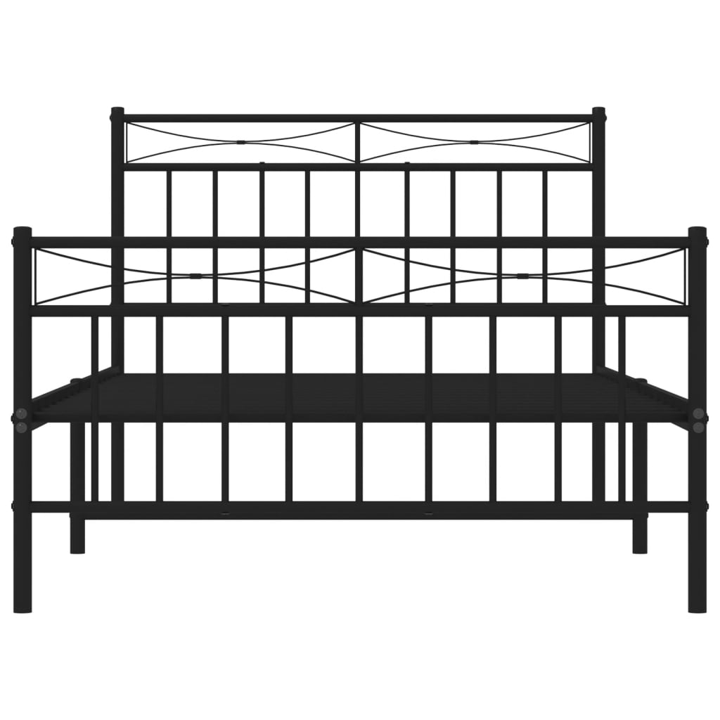 vidaXL Metal Bed Frame with Headboard and Footboard Black 39.4"x78.7"-3