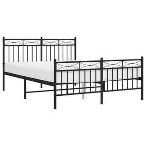 vidaXL Metal Bed Frame with Headboard and Footboard Black 53.1"x74.8"-1