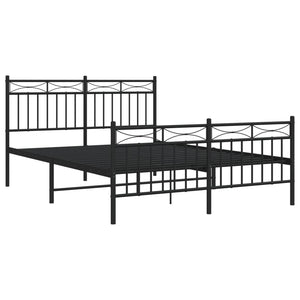 vidaXL Metal Bed Frame with Headboard and Footboard Black 53.1"x74.8"-2