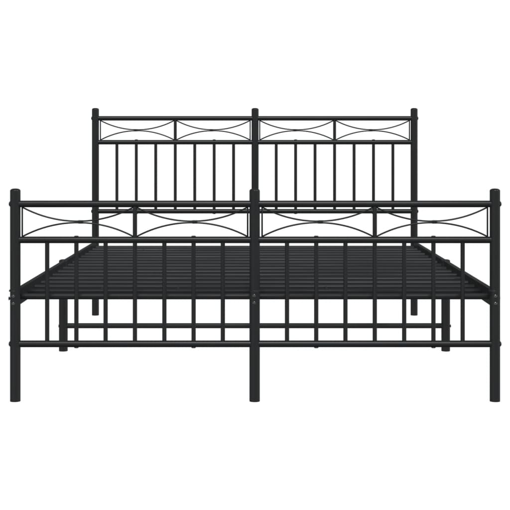 vidaXL Metal Bed Frame with Headboard and Footboard Black 53.1"x74.8"-3