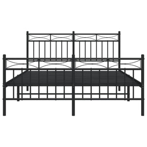 vidaXL Metal Bed Frame with Headboard and Footboard Black 53.1"x74.8"-3