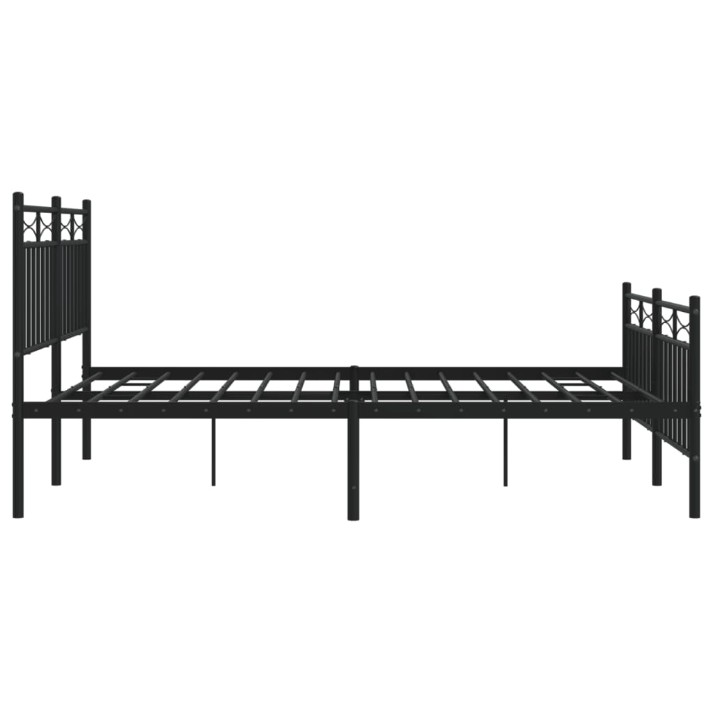 vidaXL Metal Bed Frame with Headboard and Footboard Black 53.1"x74.8"-4