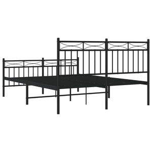 vidaXL Metal Bed Frame with Headboard and Footboard Black 53.1"x74.8"-5