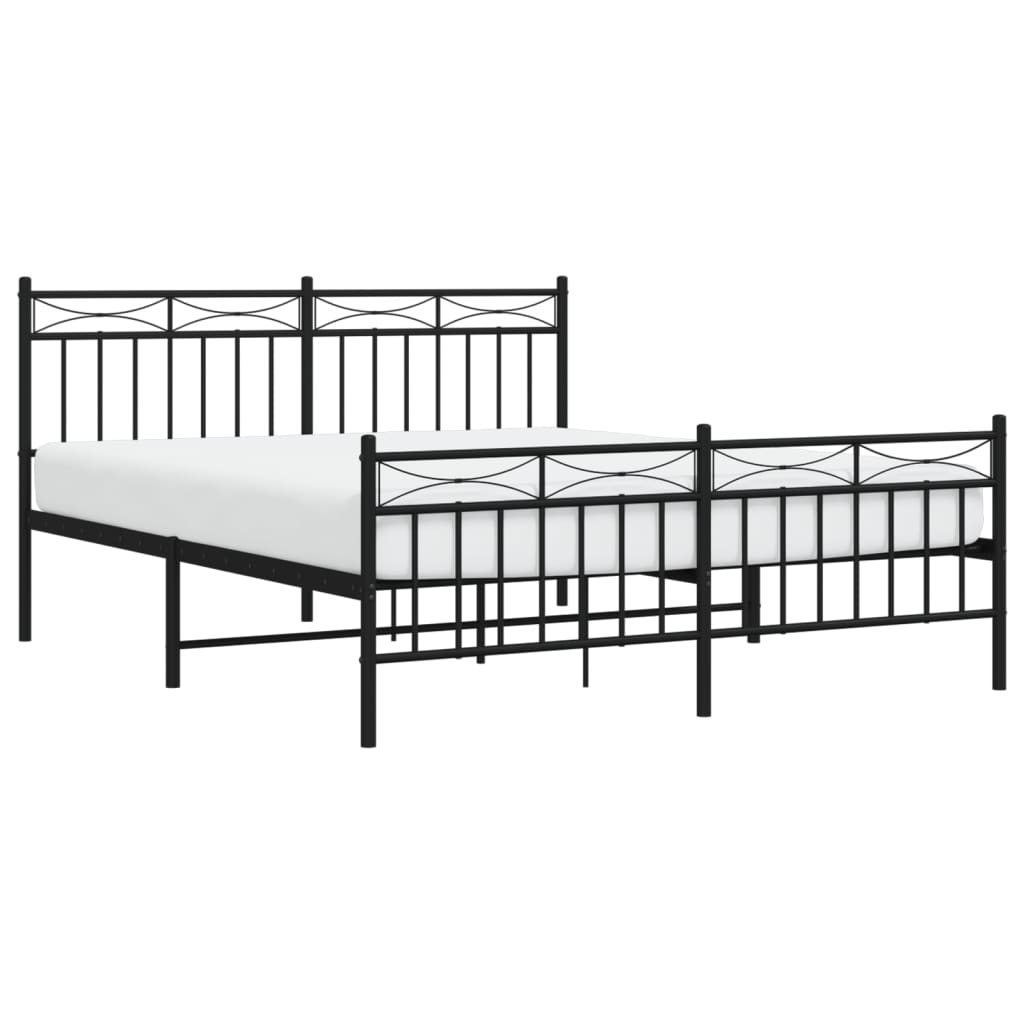 vidaXL Metal Bed Frame with Headboard and Footboard Black 59.1"x78.7"-1