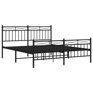 vidaXL Metal Bed Frame with Headboard and Footboard Black 59.1"x78.7"-2