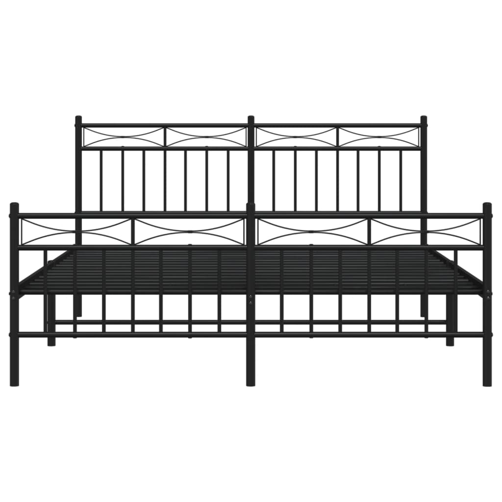 vidaXL Metal Bed Frame with Headboard and Footboard Black 59.1"x78.7"-3