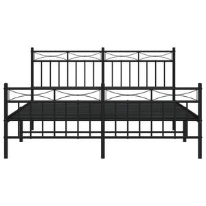 vidaXL Metal Bed Frame with Headboard and Footboard Black 59.1"x78.7"-3