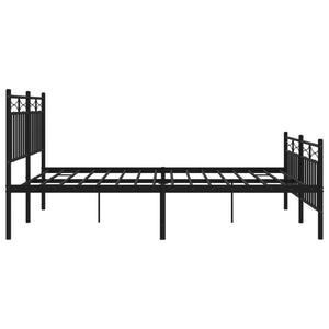 vidaXL Metal Bed Frame with Headboard and Footboard Black 59.1"x78.7"-4