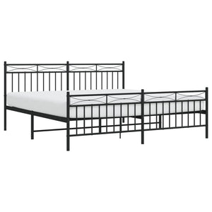 vidaXL Metal Bed Frame with Headboard&Footboard Black 72"x83.9" California King-1