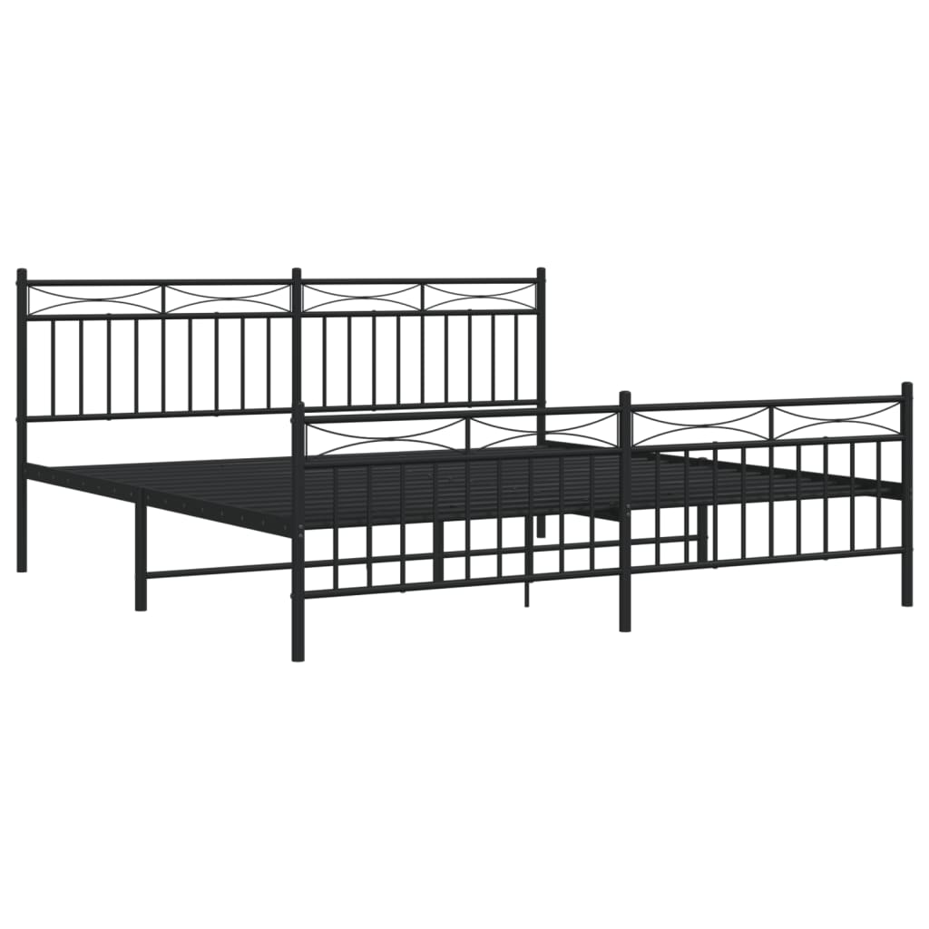 vidaXL Metal Bed Frame with Headboard&Footboard Black 72"x83.9" California King-2