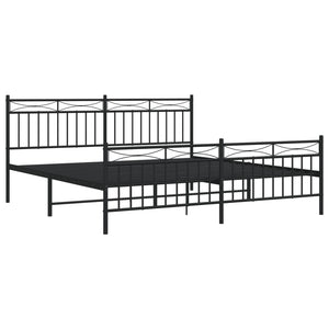 vidaXL Metal Bed Frame with Headboard&Footboard Black 72"x83.9" California King-2