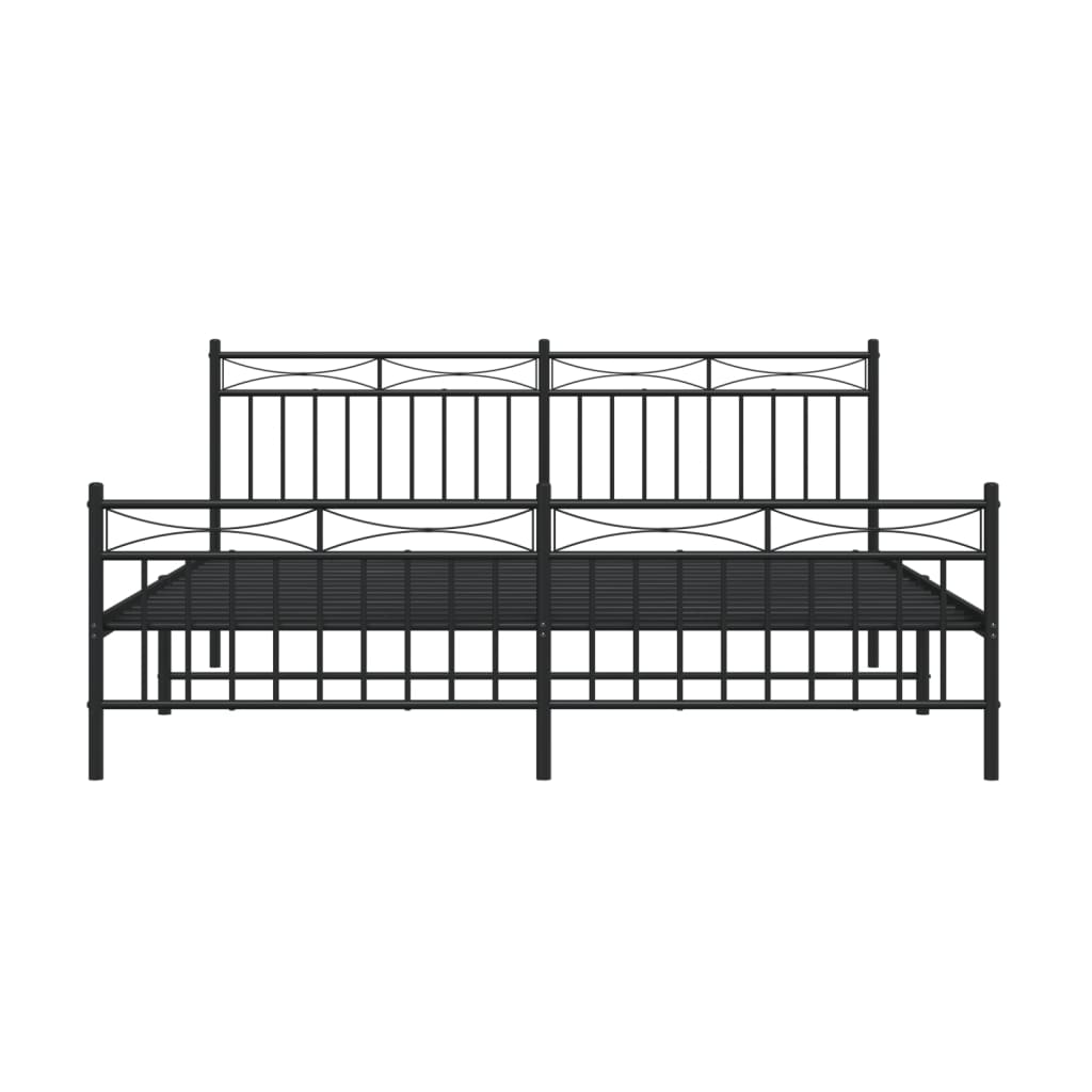 vidaXL Metal Bed Frame with Headboard&Footboard Black 72"x83.9" California King-3