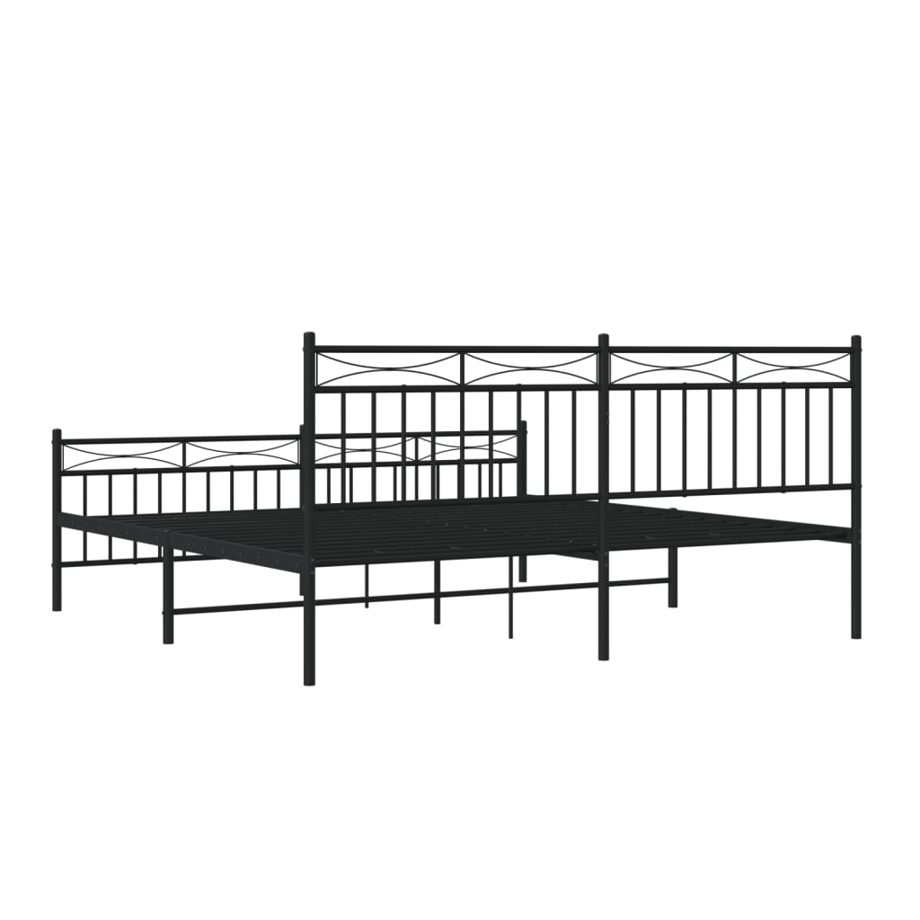 vidaXL Metal Bed Frame with Headboard&Footboard Black 72"x83.9" California King-5