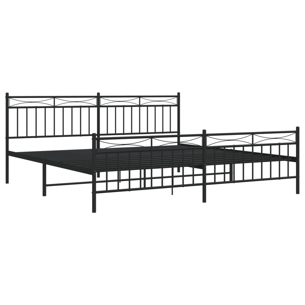 vidaXL Metal Bed Frame with Headboard and Footboard Black 76"x79.9" King-2